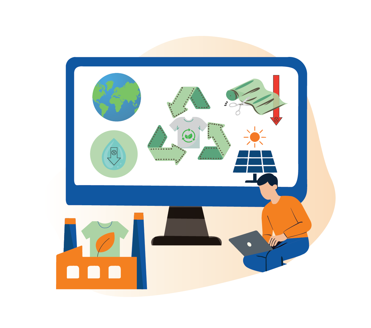 New factory and customers illustration